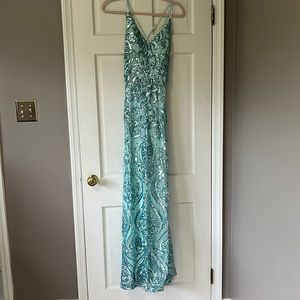 Formal sequin blue gown